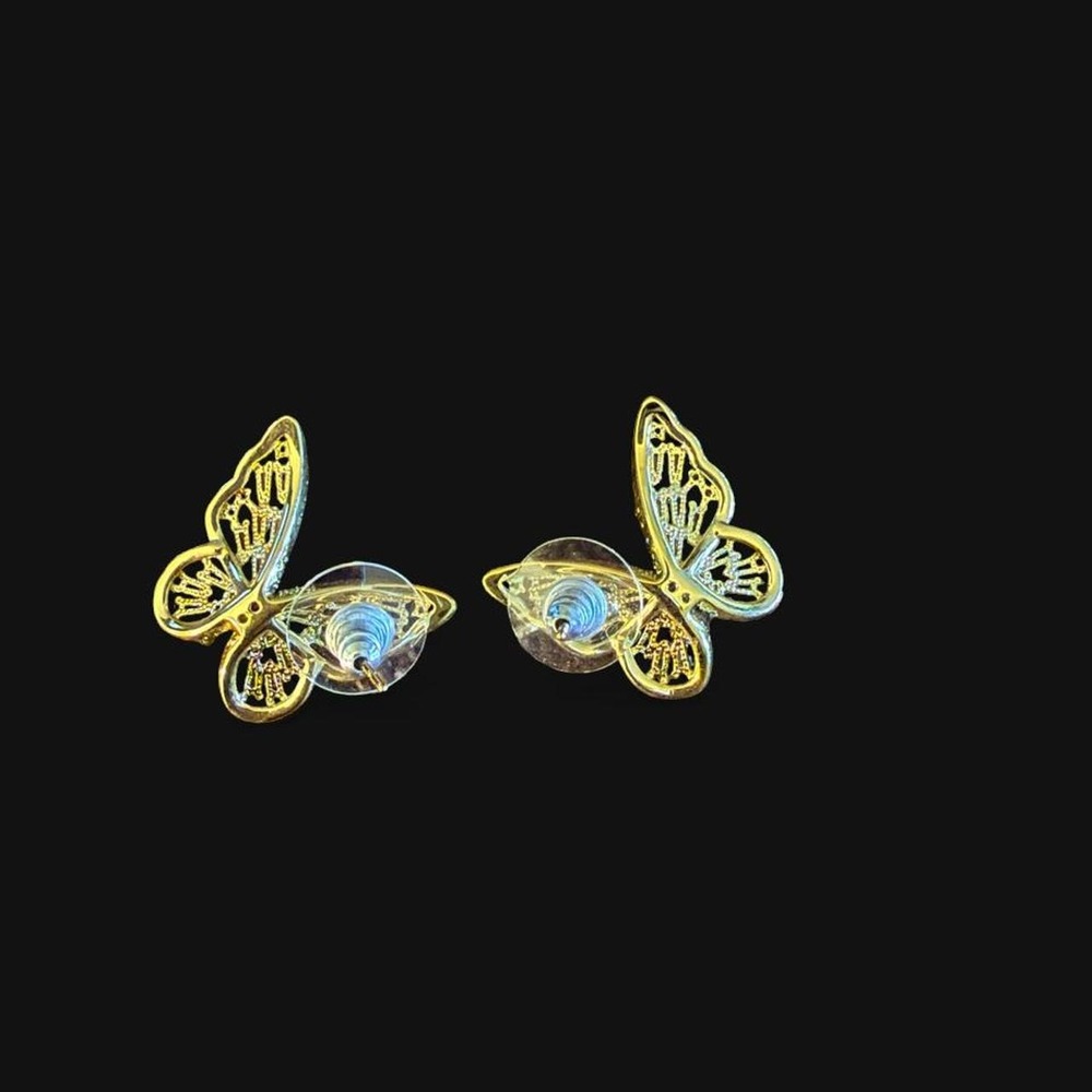 Brand New Gold-Tone Butterfly Statement Earrings